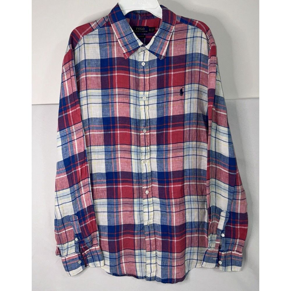 Polo Ralph Lauren Mens XL Multicolor Long Sleeve Linen Shirt Relaxed Fit - Picture 3 of 6